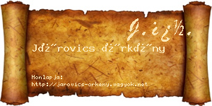 Járovics Örkény névjegykártya